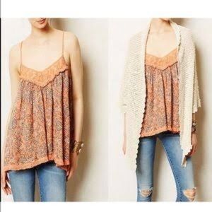 {Anthro} Lilka Fringed Asymmetrical Peasant